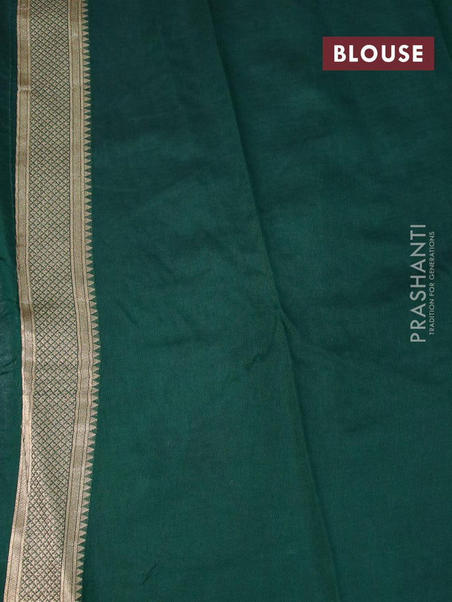 Banarasi semi georgette saree pink and bottle green with with allover zari woven butta weaves and zari woven border - {{ collection.title }} by Prashanti Sarees