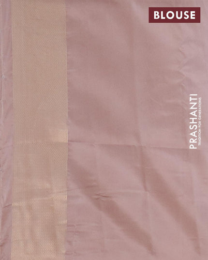 Banarasi softy silk saree cream and pastel brown shade with allover zari weaves & geometric digital prints and long zari woven border - {{ collection.title }} by Prashanti Sarees