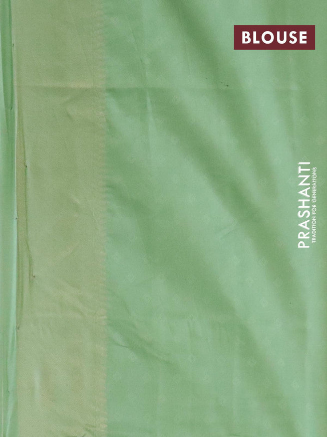 Banarasi softy silk saree pastel green shade and green with allover zari weaves & floral digital prints and zari woven border - {{ collection.title }} by Prashanti Sarees