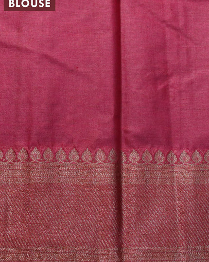 Banarasi tussar silk saree dark green and maroon with thread & zari woven buttas and woven border - {{ collection.title }} by Prashanti Sarees