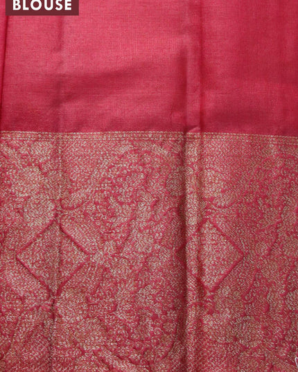 Banarasi tussar silk saree mustard yellow and maroon with allover thread & zari woven buttas and woven border - {{ collection.title }} by Prashanti Sarees