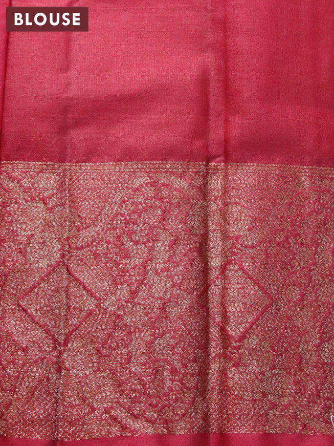 Banarasi tussar silk saree mustard yellow and maroon with allover thread & zari woven buttas and woven border - {{ collection.title }} by Prashanti Sarees