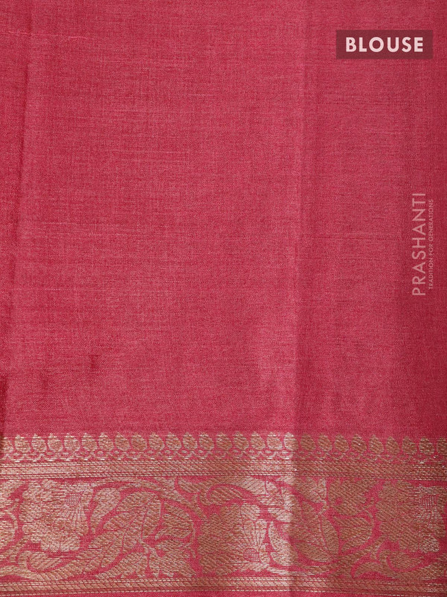 Banarasi tussar silk saree mustard yellow and maroon with zari woven buttas and zari woven border - {{ collection.title }} by Prashanti Sarees