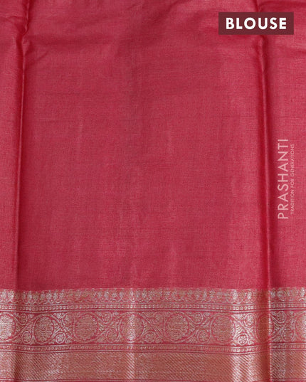 Banarasi tussar silk saree mustard yellow and maroon with zari woven buttas and zari woven border - {{ collection.title }} by Prashanti Sarees