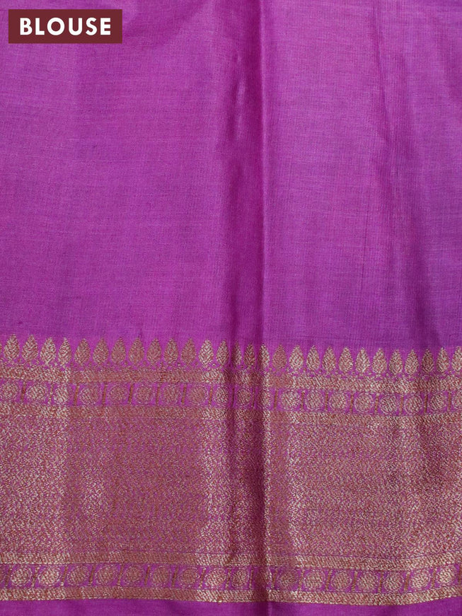 Banarasi tussar silk saree peacock green and purple with thread & zari woven floral buttas and woven border - {{ collection.title }} by Prashanti Sarees