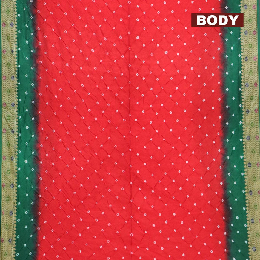 Bandhani saree red and green with bandhani prints and banarasi style mina border - {{ collection.title }} by Prashanti Sarees