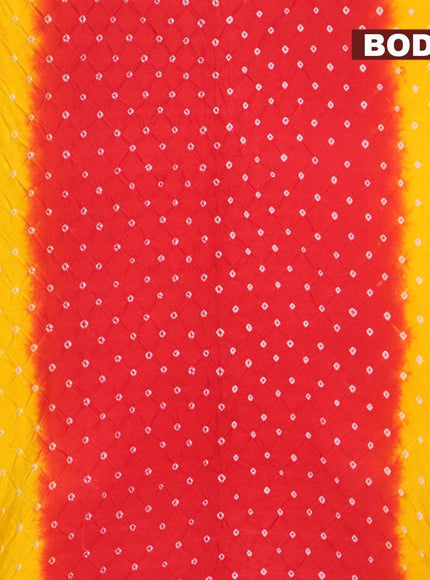Bandhani saree red and mango yellow with bandhani prints and banarasi style mina border - {{ collection.title }} by Prashanti Sarees
