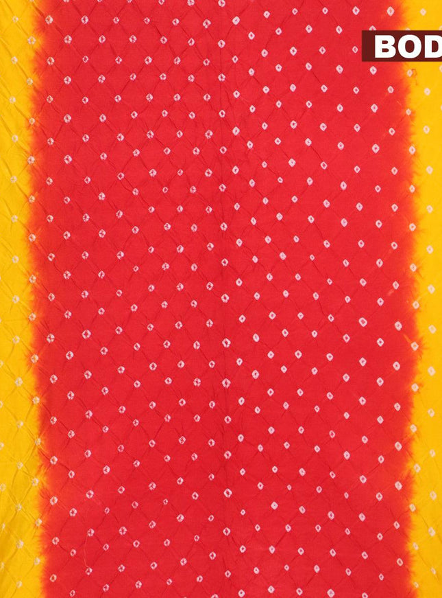 Bandhani saree red and mango yellow with bandhani prints and banarasi style mina border - {{ collection.title }} by Prashanti Sarees