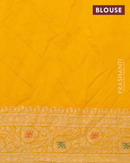 Bandhani saree red and mango yellow with bandhani prints and banarasi style mina border - {{ collection.title }} by Prashanti Sarees