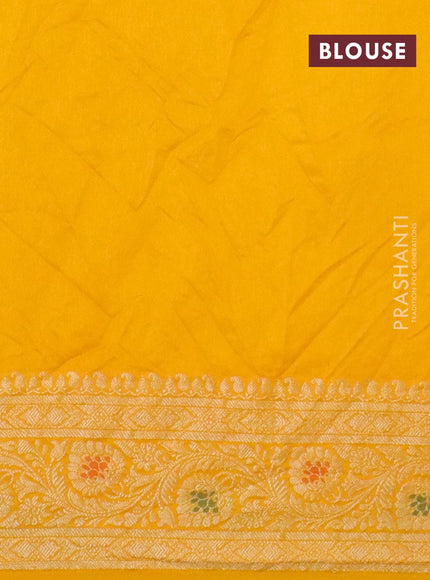 Bandhani saree red and mango yellow with bandhani prints and banarasi style mina border - {{ collection.title }} by Prashanti Sarees