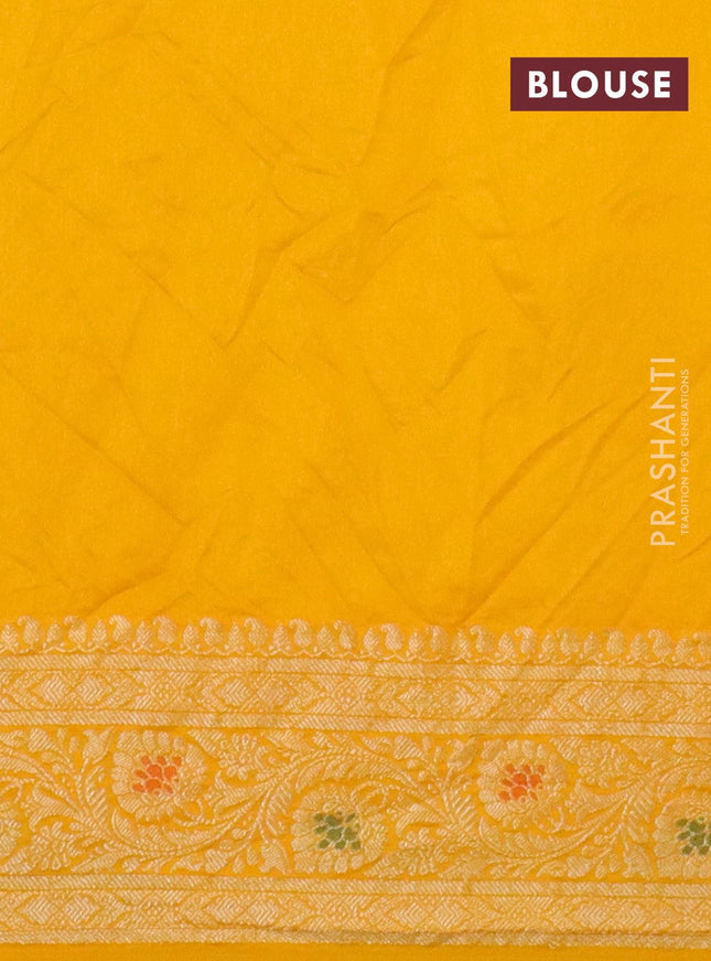 Bandhani saree red and mango yellow with bandhani prints and banarasi style mina border - {{ collection.title }} by Prashanti Sarees