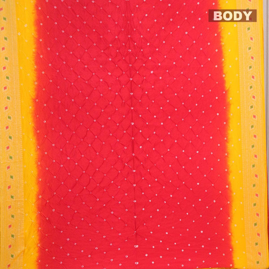 Bandhani saree red and yellow with bandhani prints and banarasi style mina border - {{ collection.title }} by Prashanti Sarees