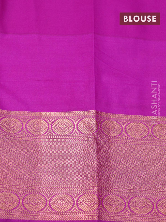 Bangalori silk saree deep violet and purple with copper zari woven buttas and copper zari woven border - {{ collection.title }} by Prashanti Sarees