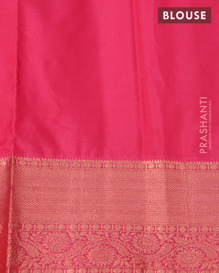 Bangalori silk saree green and pink with allover copper zari weaves and copper zari woven border - {{ collection.title }} by Prashanti Sarees