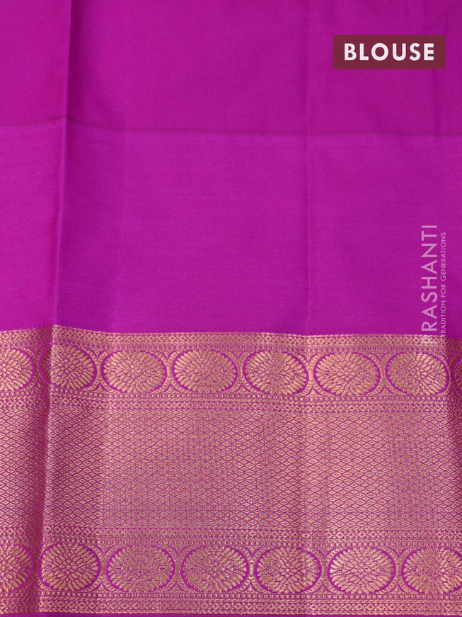 Bangalori silk saree green and purple with copper zari woven buttas and long copper zari woven border - {{ collection.title }} by Prashanti Sarees