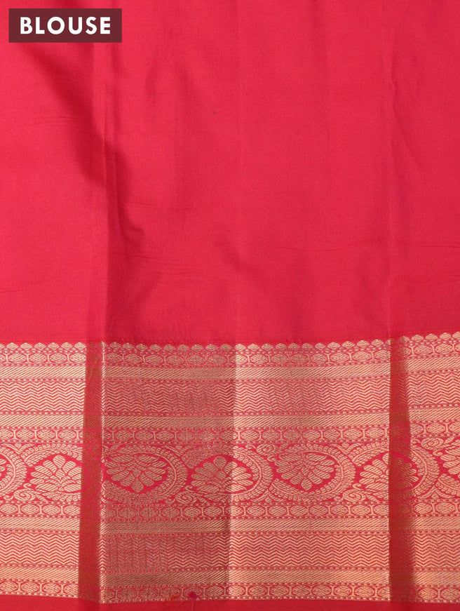 Bangalori silk saree grey and red with allover copper zari woven butta weaves and copper zari woven border - {{ collection.title }} by Prashanti Sarees
