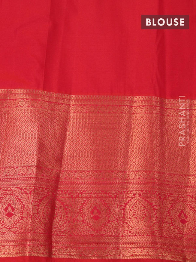 Bangalori silk saree grey and red with allover copper zari woven butta weaves and long copper zari woven border - {{ collection.title }} by Prashanti Sarees