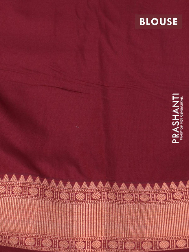 Bangalori silk saree lavender shade and maroon with allover copper zari weaves and copper zari woven border - {{ collection.title }} by Prashanti Sarees