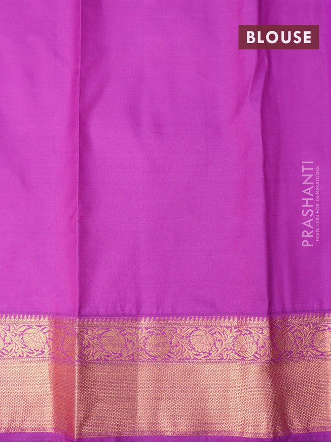 Bangalori silk saree red and deep purple with allover zari weaves and copper zari woven border - {{ collection.title }} by Prashanti Sarees