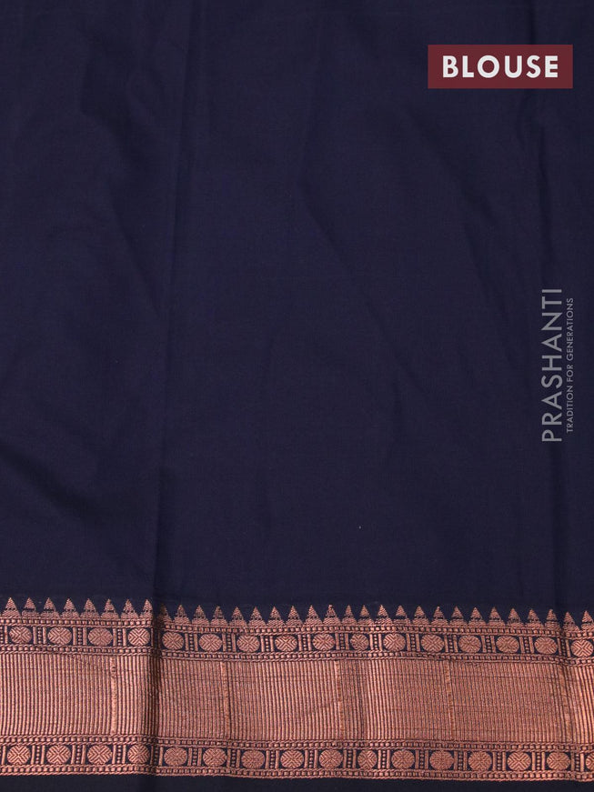 Bangalori silk saree teal green and black with allover small zari checks & buttas and copper zari woven border - {{ collection.title }} by Prashanti Sarees