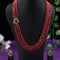 Beaded multi layer maroon necklace with ruby and cz stones in victorian finish - {{ collection.title }} by Prashanti Sarees