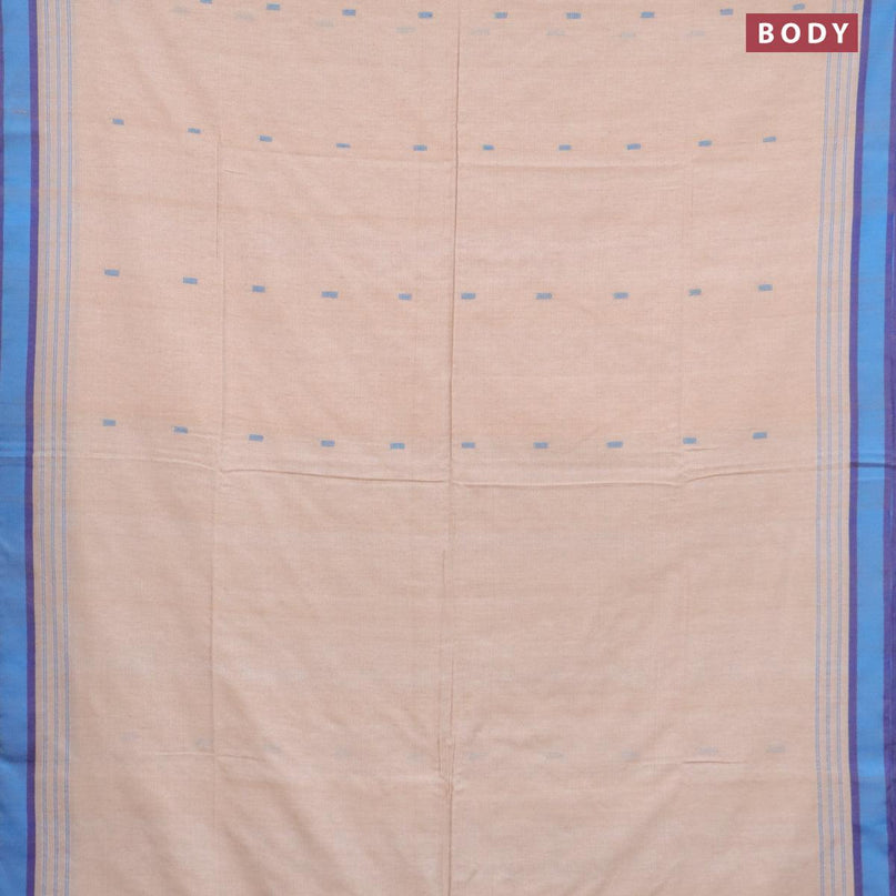 Bengal soft cotton saree beige and blue with thread woven buttas and simple border - {{ collection.title }} by Prashanti Sarees
