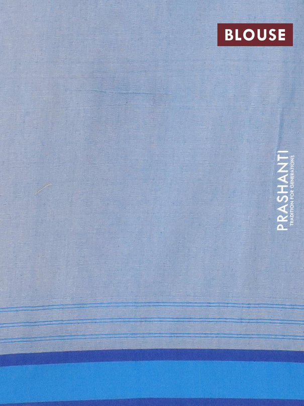 Bengal soft cotton saree beige and blue with thread woven buttas and simple border - {{ collection.title }} by Prashanti Sarees