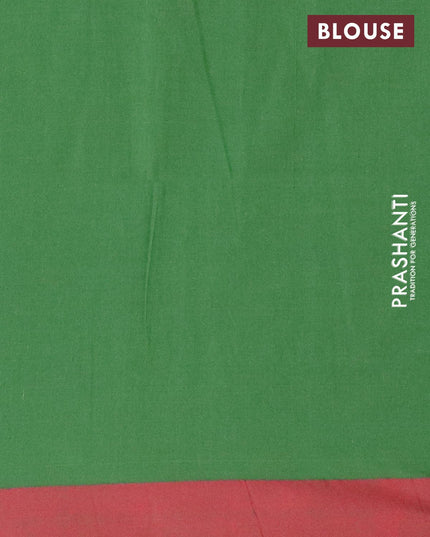 Bengal soft cotton saree green and maroon with thread woven buttas and contrast border - {{ collection.title }} by Prashanti Sarees
