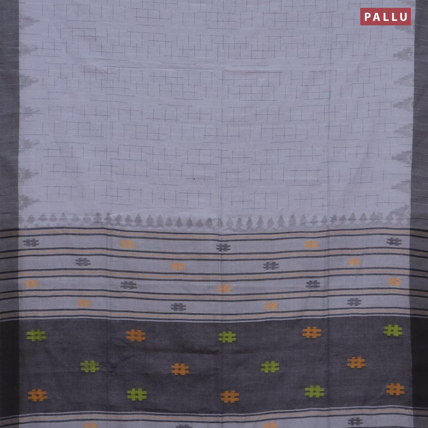 Bengal soft cotton saree grey and black with allover thread weaves and simple border - {{ collection.title }} by Prashanti Sarees