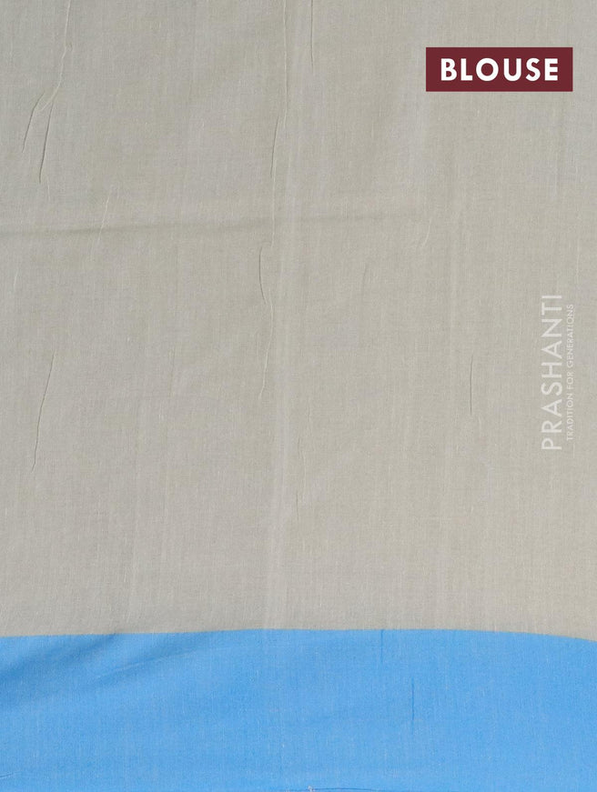 Bengal soft cotton saree grey shade and light blue with butta prints and contrast border - {{ collection.title }} by Prashanti Sarees
