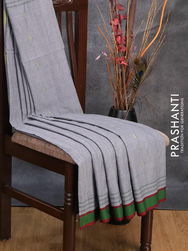 Bengal soft cotton saree grey with thread woven buttas and simple border - {{ collection.title }} by Prashanti Sarees