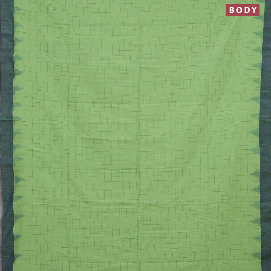 Bengal soft cotton saree light green and blue with allover thread weaves and simple border - {{ collection.title }} by Prashanti Sarees