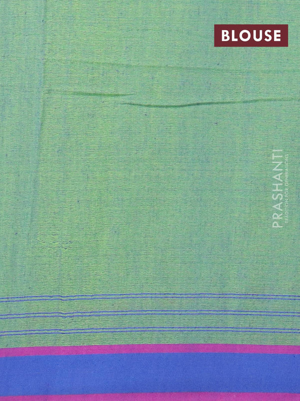 Bengal soft cotton saree light green and blue with thread woven buttas and simple border - {{ collection.title }} by Prashanti Sarees
