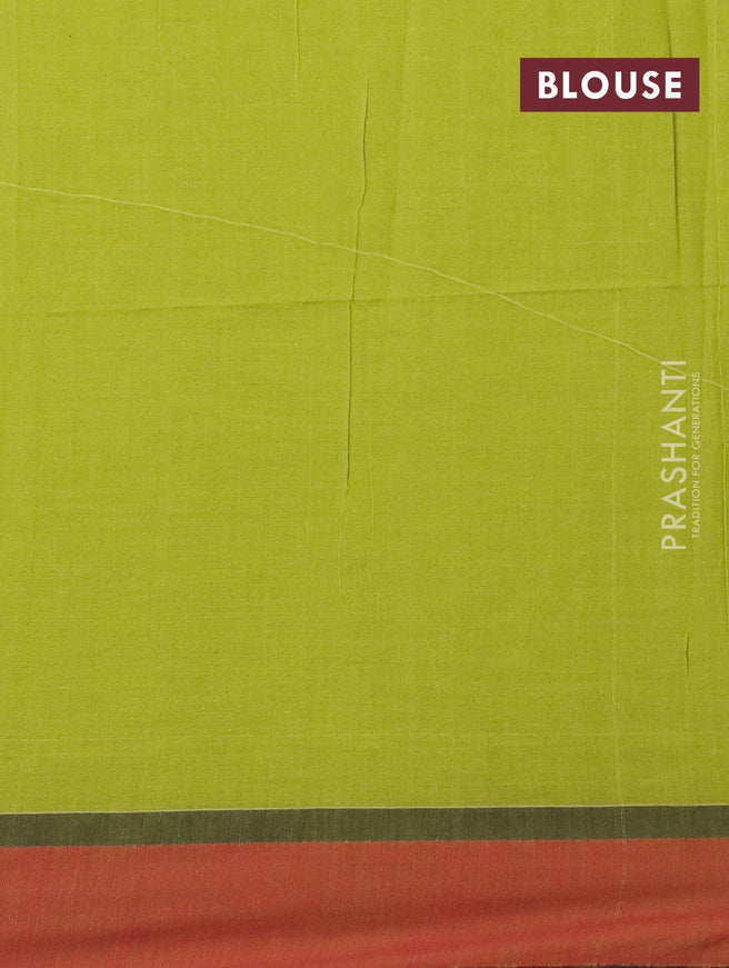 Bengal soft cotton saree light green and red with allover ikat weaves and simple border - {{ collection.title }} by Prashanti Sarees