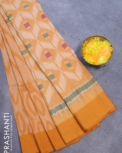 Bengal soft cotton saree mustard shade with allover thread weaves and simple border - {{ collection.title }} by Prashanti Sarees