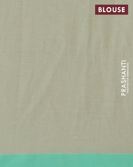 Bengal soft cotton saree pastel green shade and teal green with thread woven buttas and contrast border - {{ collection.title }} by Prashanti Sarees