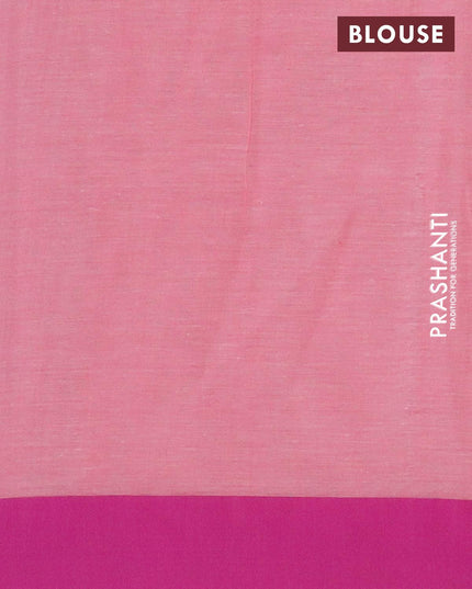 Bengal soft cotton saree peach pink shade and purple with allover thread weaves and simple border - {{ collection.title }} by Prashanti Sarees
