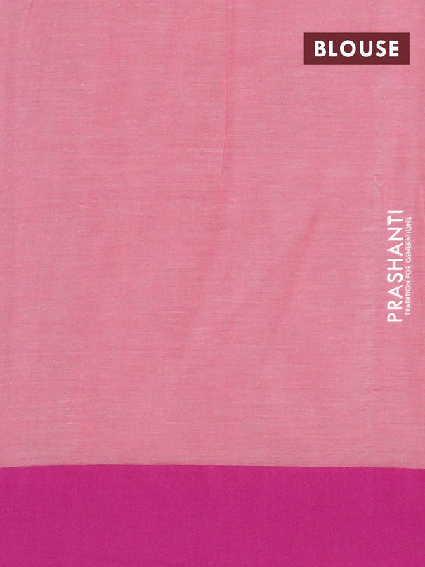 Bengal soft cotton saree peach pink shade and purple with allover thread weaves and simple border - {{ collection.title }} by Prashanti Sarees