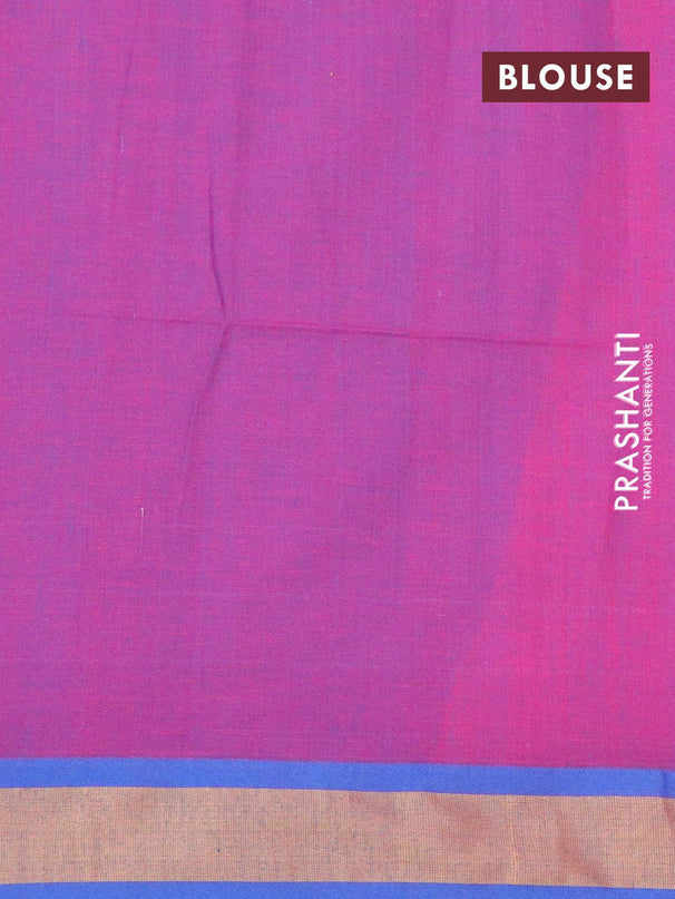 Bengal soft cotton saree pink and blue with thread woven buttas and contrast border - {{ collection.title }} by Prashanti Sarees