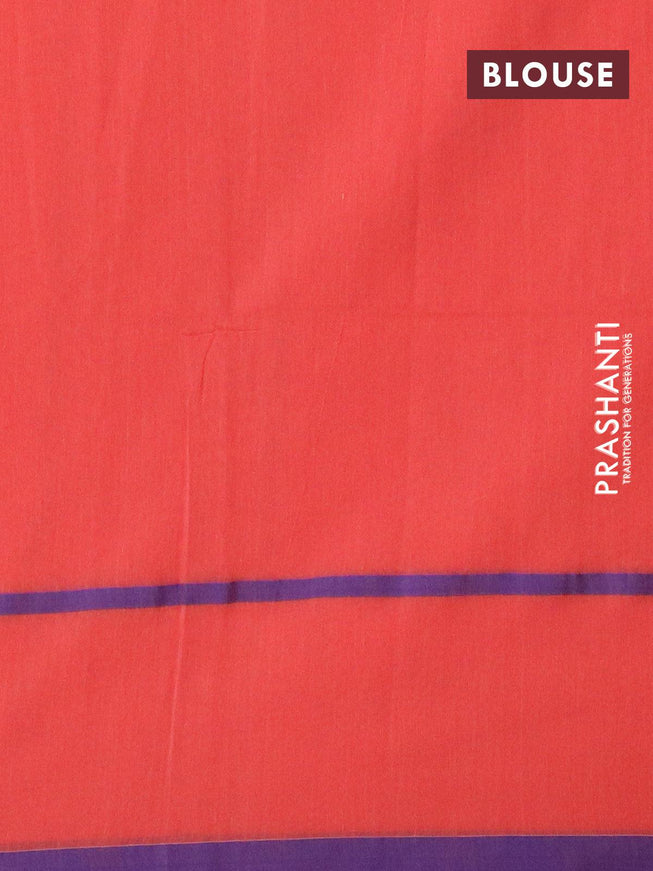 Bengal soft cotton saree red shade and blue with thread woven buttas and simple border - {{ collection.title }} by Prashanti Sarees