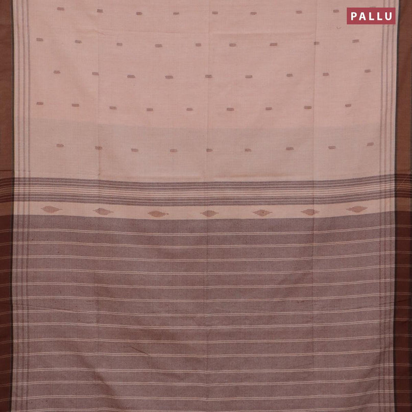 Bengal soft cotton saree sandal and brown with thread woven buttas and simple border - {{ collection.title }} by Prashanti Sarees