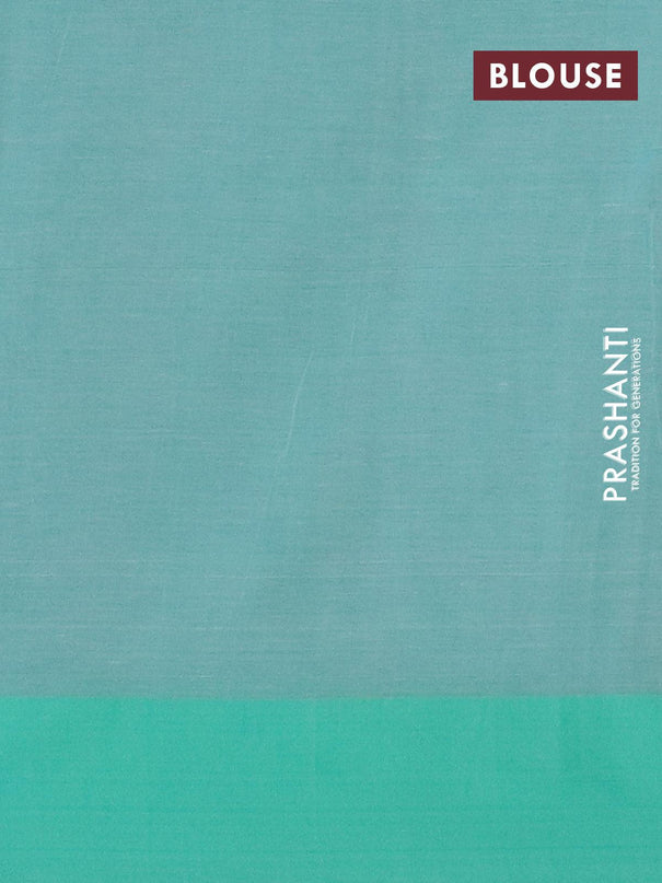 Bengal soft cotton saree teal blue and teal green with allover thread weaves and simple border - {{ collection.title }} by Prashanti Sarees