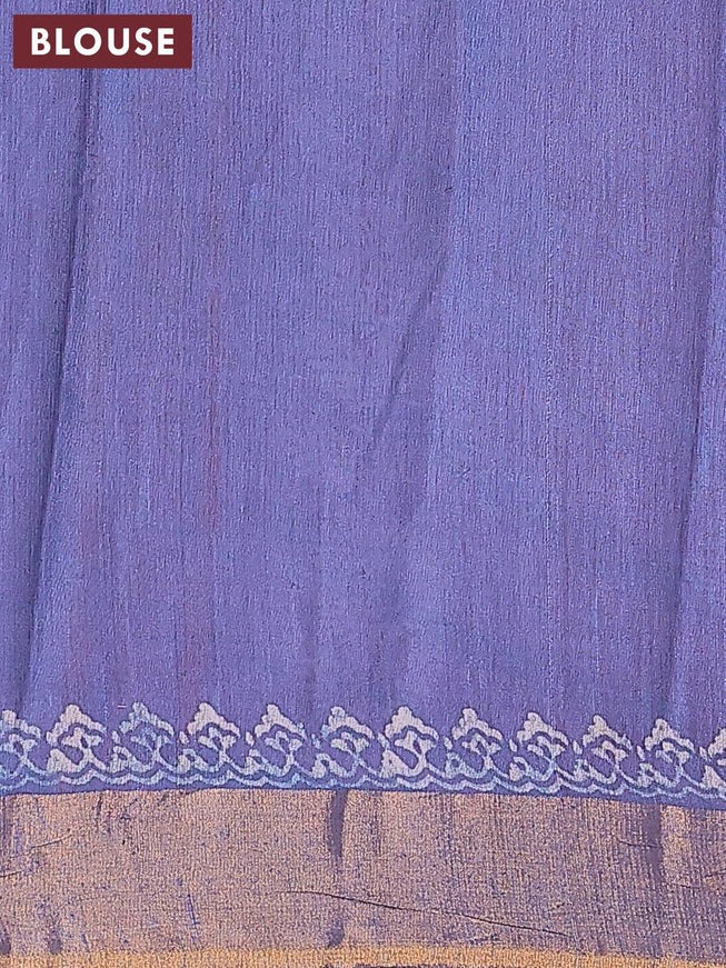 Bhagalpuri saree blue shade with leaf butta prints and zari woven border - {{ collection.title }} by Prashanti Sarees