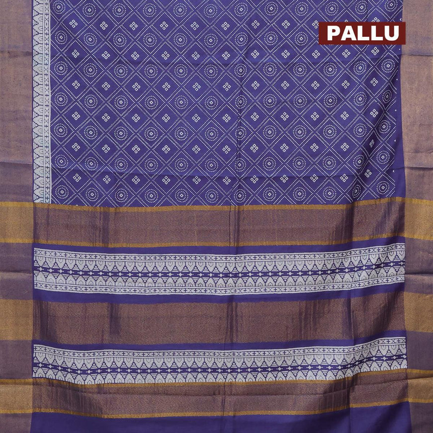 Bhagalpuri saree blue with allover geometric prints and zari woven border - {{ collection.title }} by Prashanti Sarees