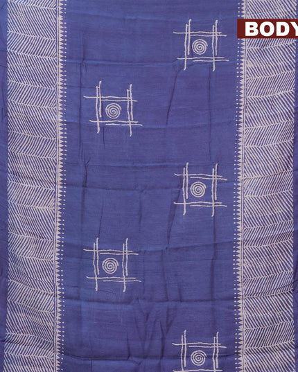 Bhagalpuri saree blue with geometric butta prints and zari woven border - {{ collection.title }} by Prashanti Sarees