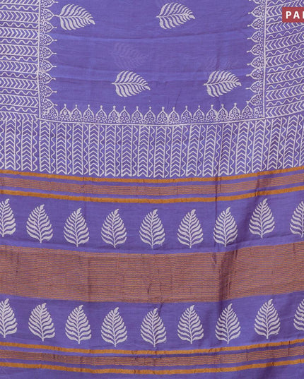 Bhagalpuri saree blue with leaf butta prints and zari woven border - {{ collection.title }} by Prashanti Sarees