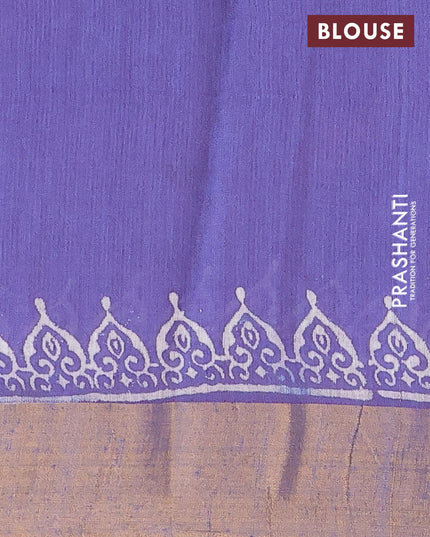 Bhagalpuri saree blue with leaf butta prints and zari woven border - {{ collection.title }} by Prashanti Sarees