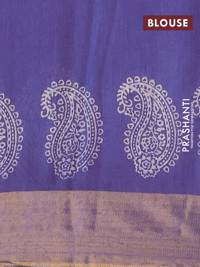 Bhagalpuri saree blue with paisley butta prints and zari woven border - {{ collection.title }} by Prashanti Sarees