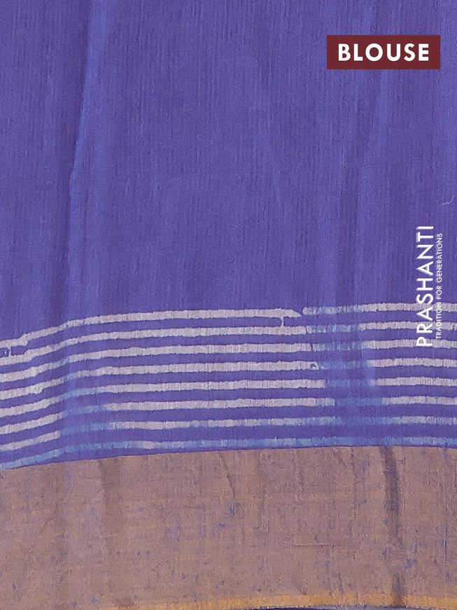 Bhagalpuri saree blue with warli butta prints and zari woven border - {{ collection.title }} by Prashanti Sarees