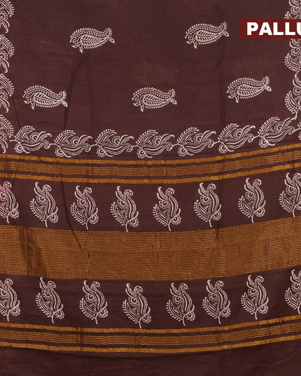 Bhagalpuri saree coffee brown with paisley butta prints and silver zari woven border - {{ collection.title }} by Prashanti Sarees